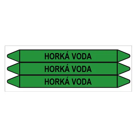 Značení potrubí, horká voda,3 ks, 355 × 37 mm