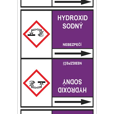 Značení potrubí, hydroxid sodný