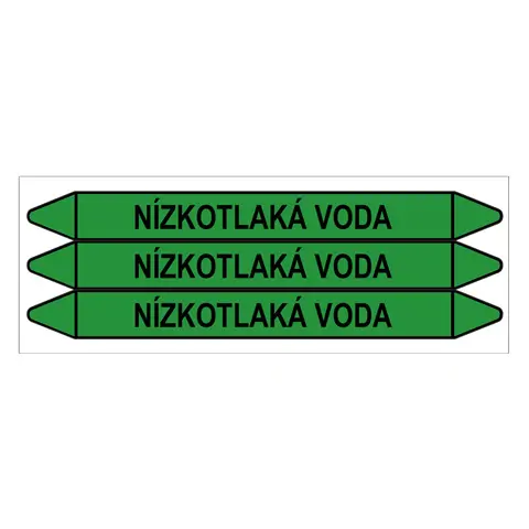 Značení potrubí, nízkotlaká voda,3 ks, 355 × 37 mm