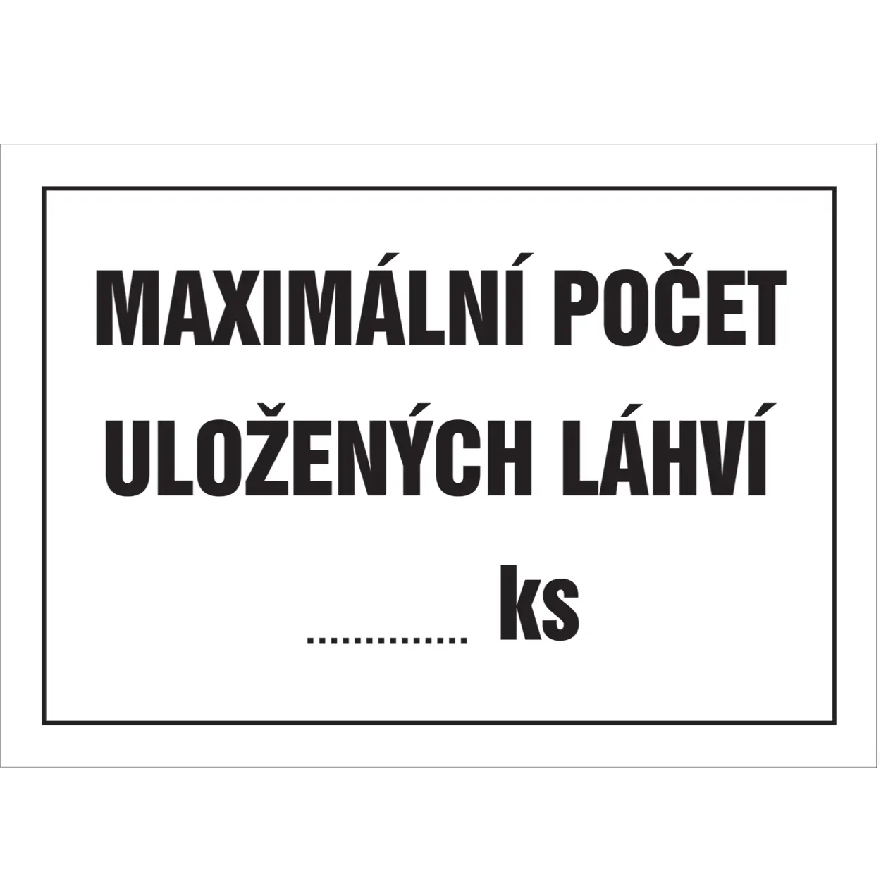 Značka MAXIMÁLNÍ POČET ULOŽENÝCH LÁHVÍ ... ks, samolepicí fólie, 148 × 210 mm