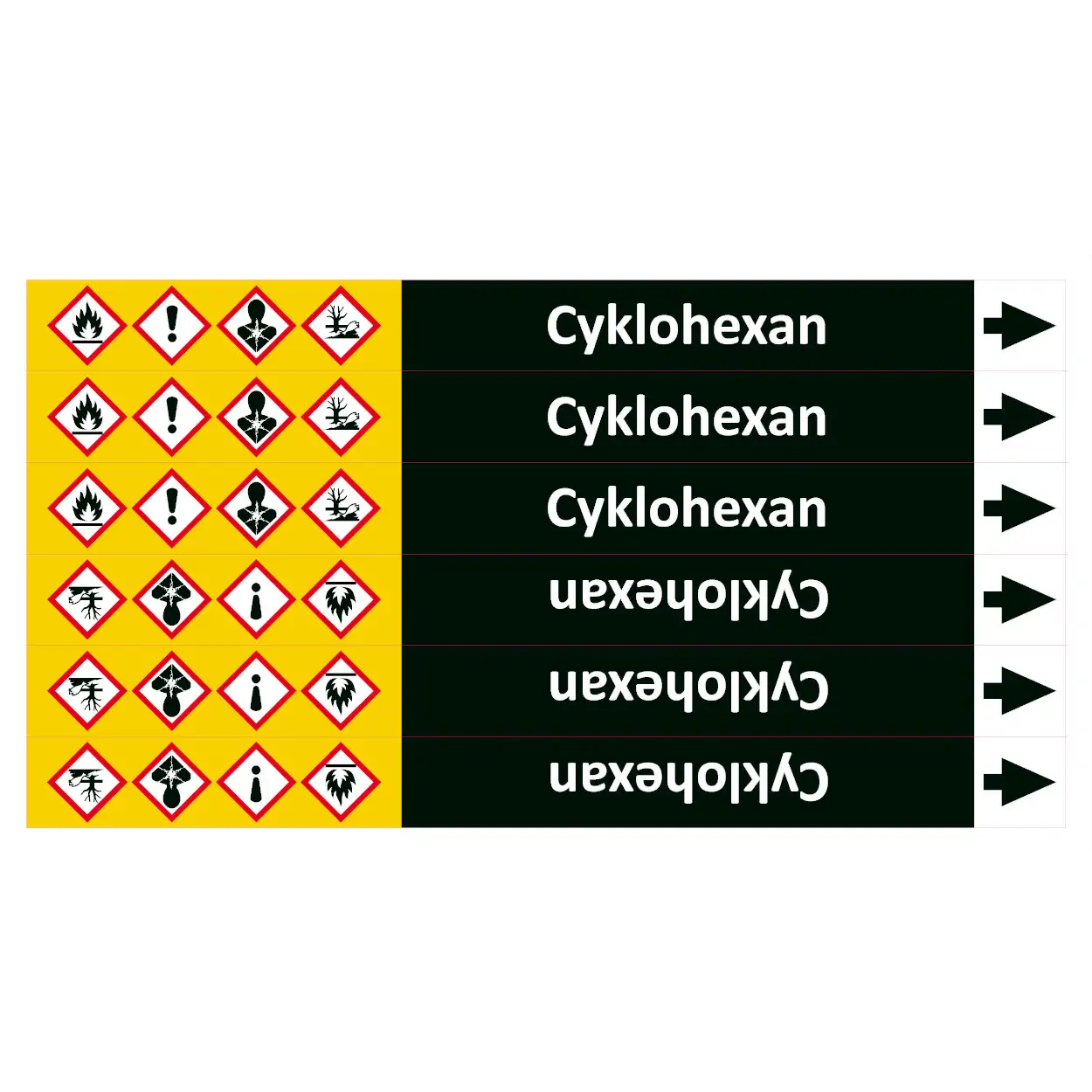 Značení potrubí, cyklohexan