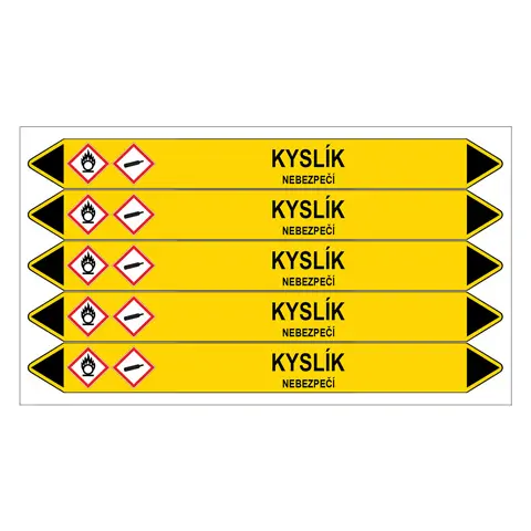 Značení potrubí, kyslík,5 ks, 150 × 12 mm