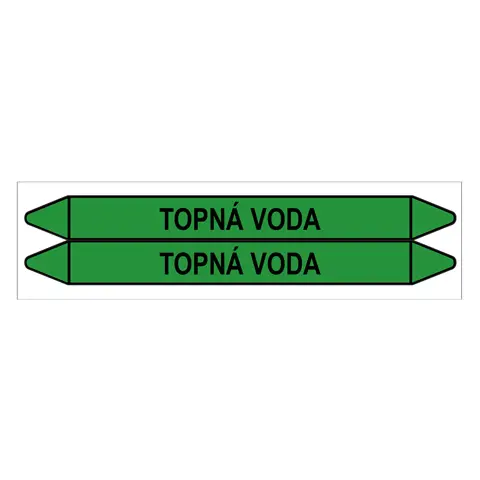 Značení potrubí, topná voda,2 ks, 450 × 52 mm