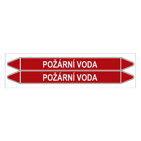 Značení potrubí, požární voda,2 ks, 450 × 52 mm