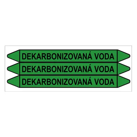 Značení potrubí, dekarbonizovaná voda,3 ks, 355 × 37 mm