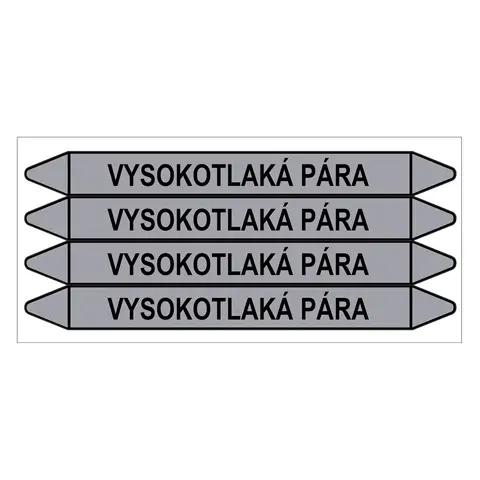 Značení potrubí, vysokotlaká pára,4 ks, 250 × 26 mm