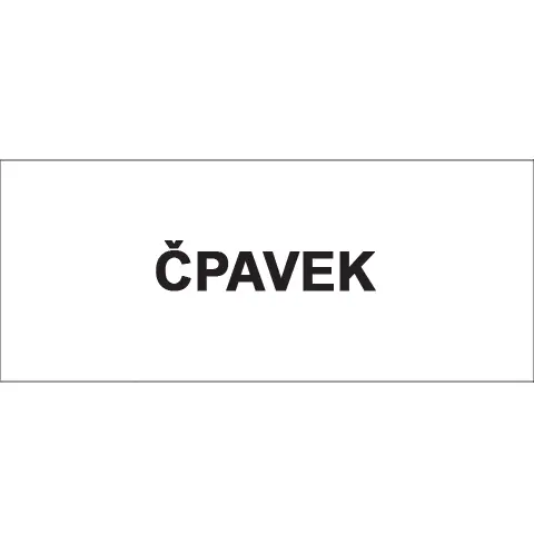 Značka Čpavek, fólie, 62 × 148 mm