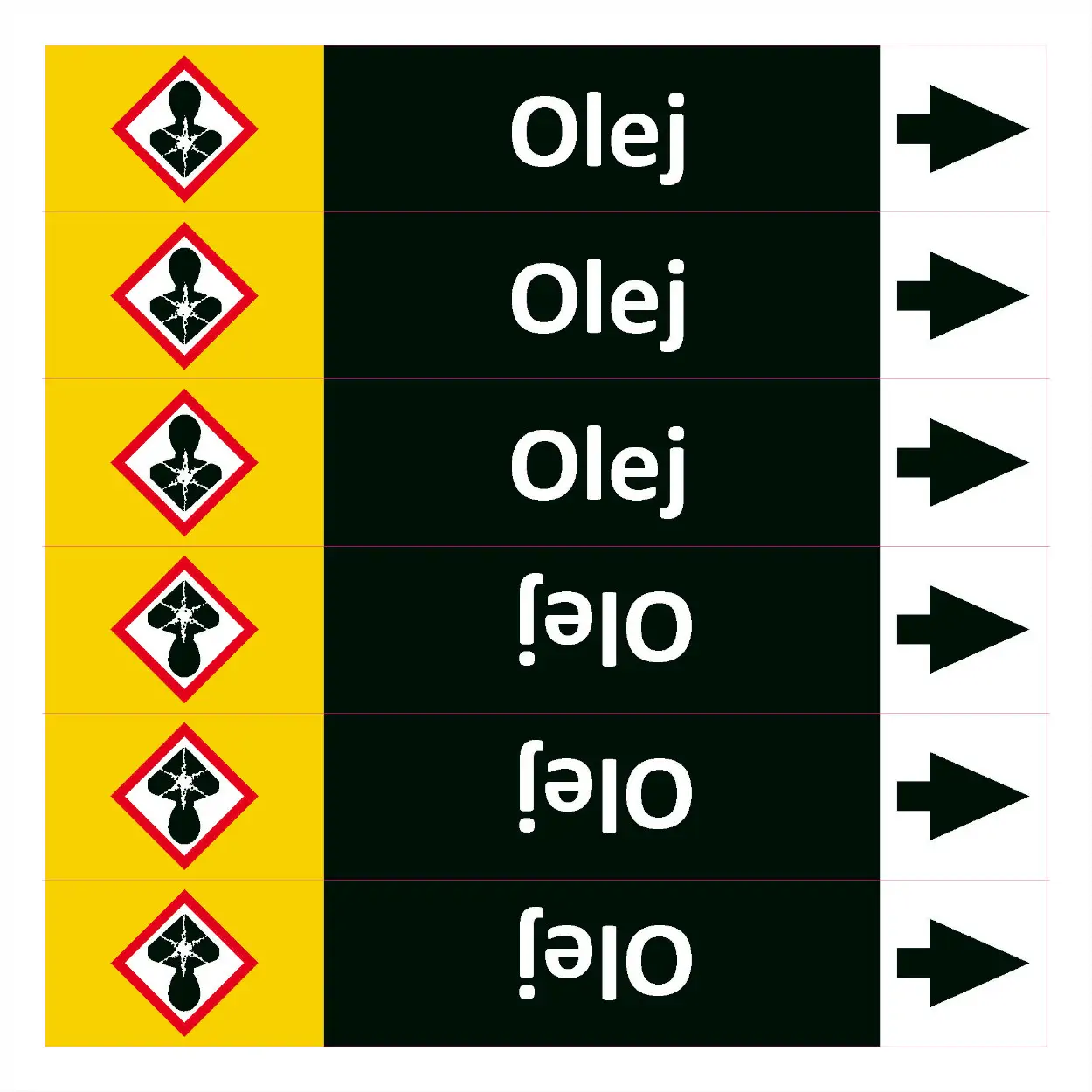 Značení potrubí ISO 20560, olej