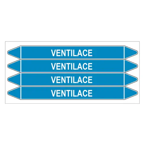 Značení potrubí, ventilace,4 ks, 250 × 26 mm