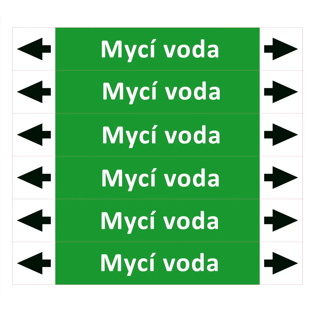 Značení potrubí ISO 20560, mycí voda