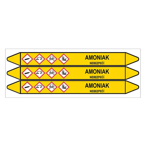 Značení potrubí, amoniak,3 ks, 355 × 37 mm