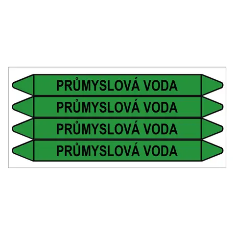 Značení potrubí, průmyslová voda,4 ks, 250 × 26 mm