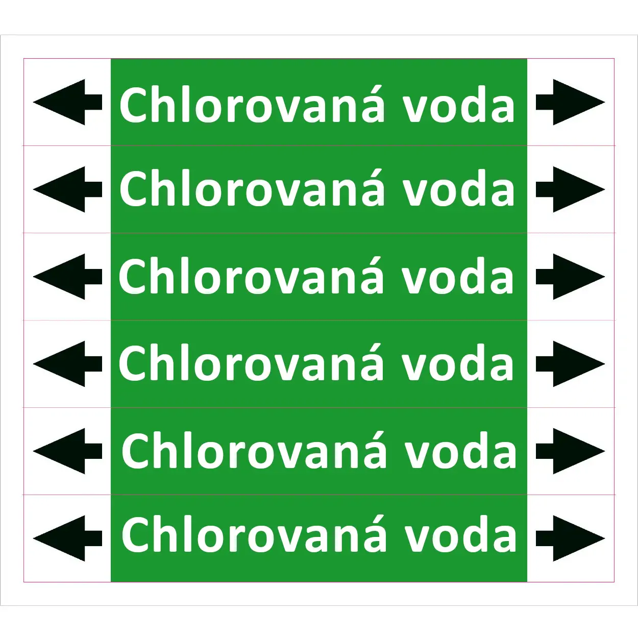 Značení potrubí ISO 20560, chlorovaná voda