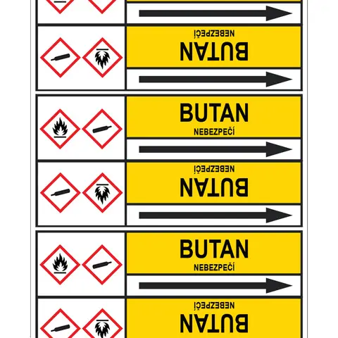 Značení potrubí, butan