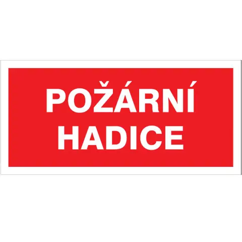 Značka Požární hadice, samolepicí fólie, 100 × 210 mm