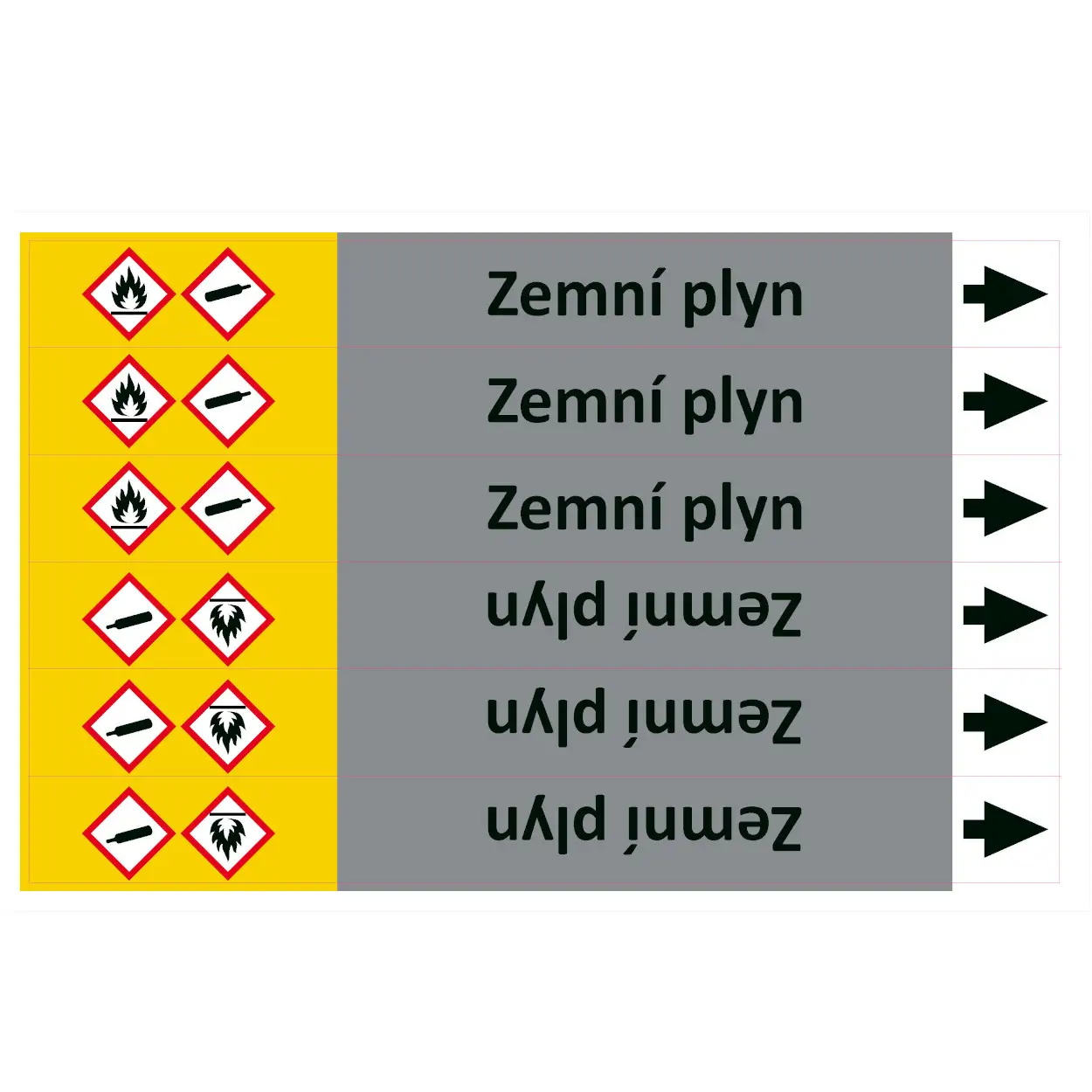 Značení potrubí ISO 20560, zemní plyn