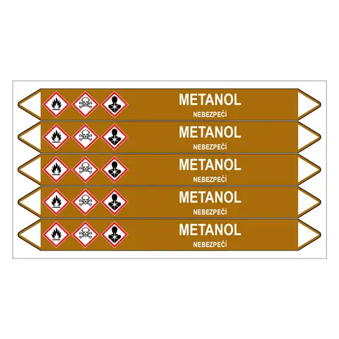 Značení potrubí, metanol,5 ks, 150 × 12 mm