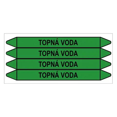 Značení potrubí, topná voda,4 ks, 250 × 26 mm