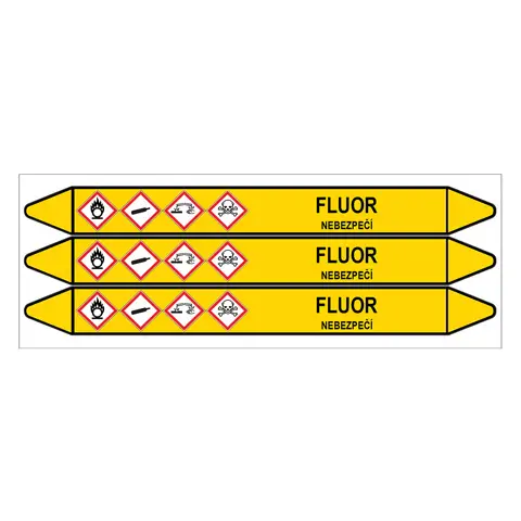 Značení potrubí, fluor,3 ks, 355 × 37 mm