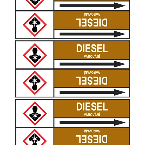 Značení potrubí, diesel