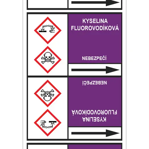 Značení potrubí, kyselina fluorovodíková