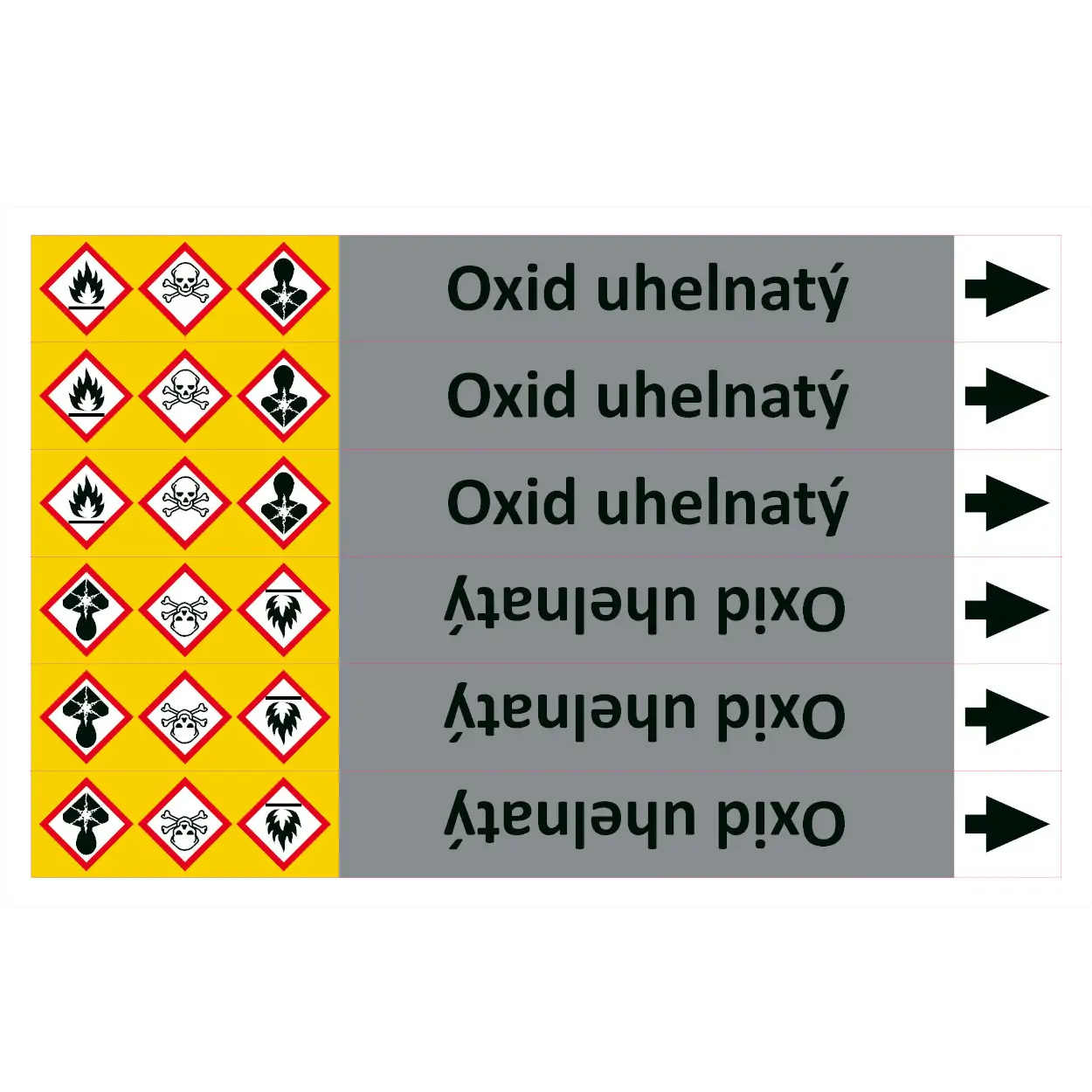 Značení potrubí ISO 20560, oxid uhelnatý