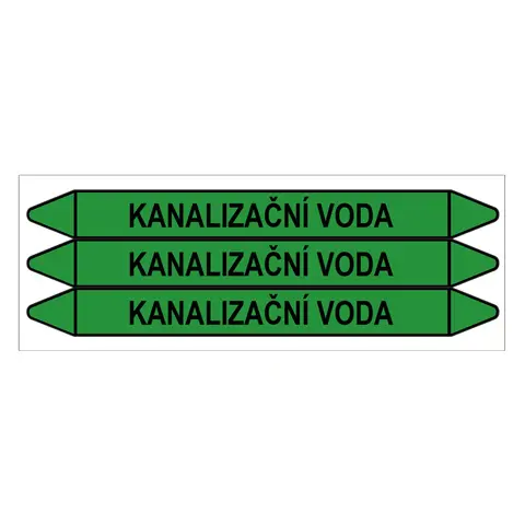 Značení potrubí, kanalizační voda,3 ks, 355 × 37 mm