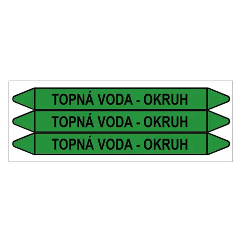 Značení potrubí, topná voda - okruh,3 ks, 355 × 37 mm