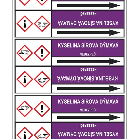 Značení potrubí, kyselina sírová dýmavá