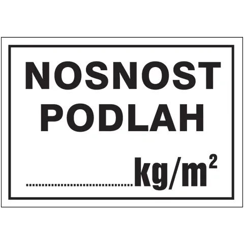 Značka Nosnost podlah, hliník, 210 × 297 mm